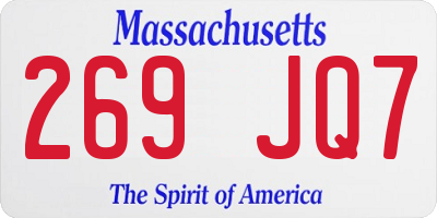 MA license plate 269JQ7