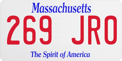 MA license plate 269JR0