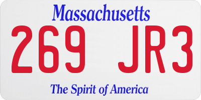 MA license plate 269JR3