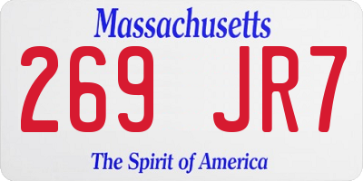MA license plate 269JR7