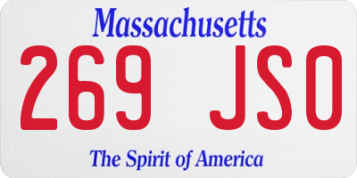 MA license plate 269JS0