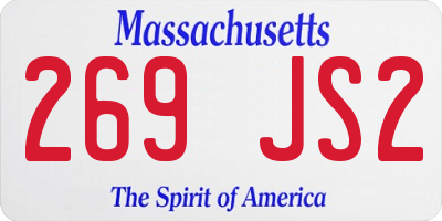 MA license plate 269JS2