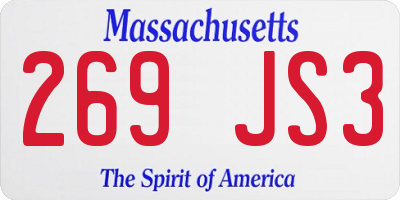 MA license plate 269JS3