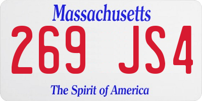 MA license plate 269JS4