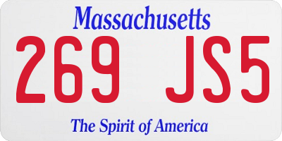 MA license plate 269JS5
