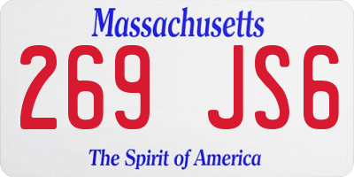 MA license plate 269JS6