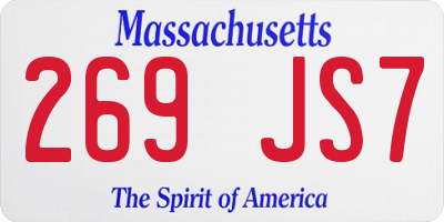 MA license plate 269JS7