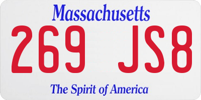 MA license plate 269JS8