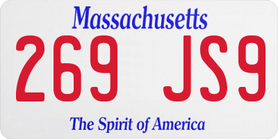 MA license plate 269JS9