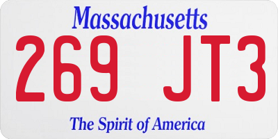 MA license plate 269JT3