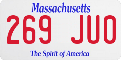 MA license plate 269JU0