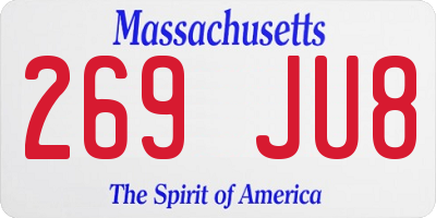 MA license plate 269JU8