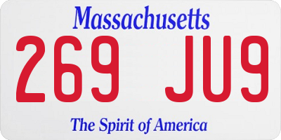 MA license plate 269JU9
