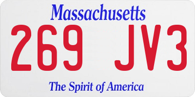 MA license plate 269JV3