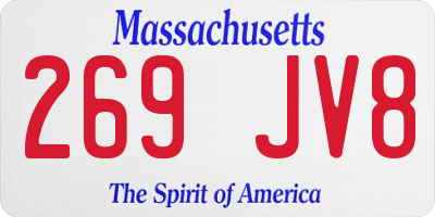 MA license plate 269JV8