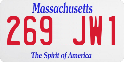 MA license plate 269JW1