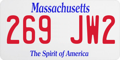 MA license plate 269JW2
