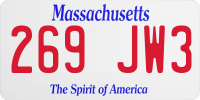 MA license plate 269JW3