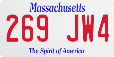 MA license plate 269JW4