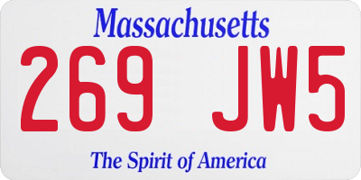 MA license plate 269JW5
