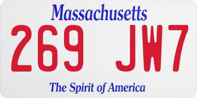 MA license plate 269JW7