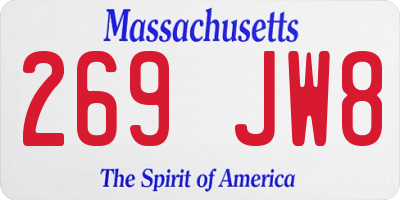 MA license plate 269JW8