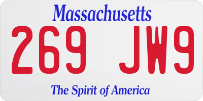 MA license plate 269JW9