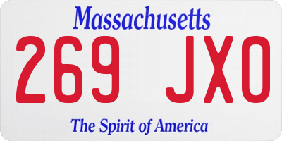 MA license plate 269JX0