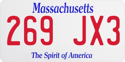 MA license plate 269JX3