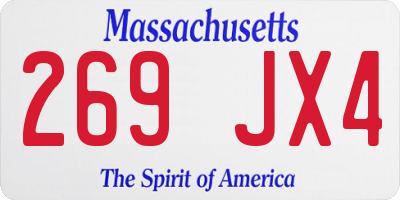 MA license plate 269JX4