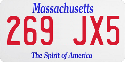 MA license plate 269JX5