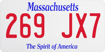 MA license plate 269JX7