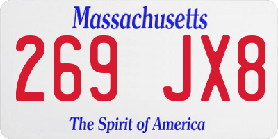 MA license plate 269JX8