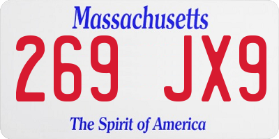 MA license plate 269JX9