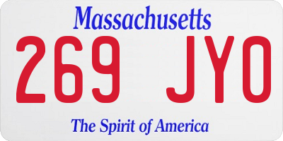 MA license plate 269JY0