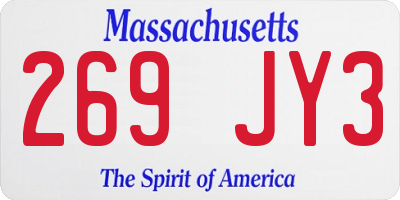 MA license plate 269JY3