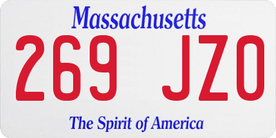MA license plate 269JZ0