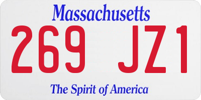 MA license plate 269JZ1