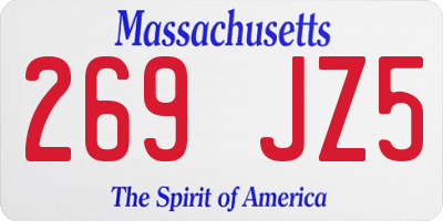 MA license plate 269JZ5