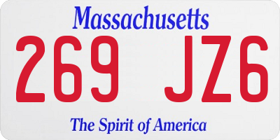 MA license plate 269JZ6