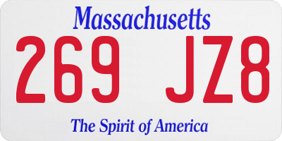MA license plate 269JZ8