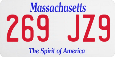 MA license plate 269JZ9