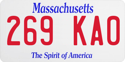 MA license plate 269KA0