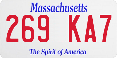 MA license plate 269KA7