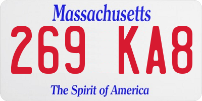 MA license plate 269KA8