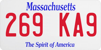 MA license plate 269KA9