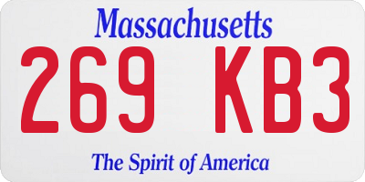 MA license plate 269KB3