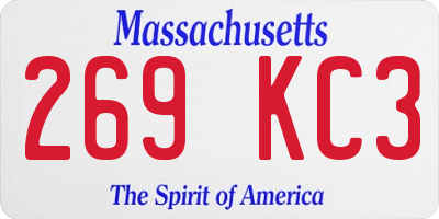 MA license plate 269KC3