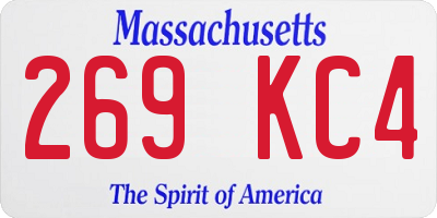 MA license plate 269KC4