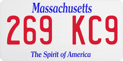 MA license plate 269KC9
